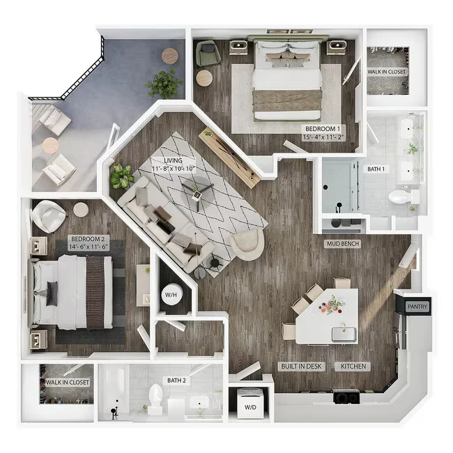 2BR/2BA - B5 164 floor plan